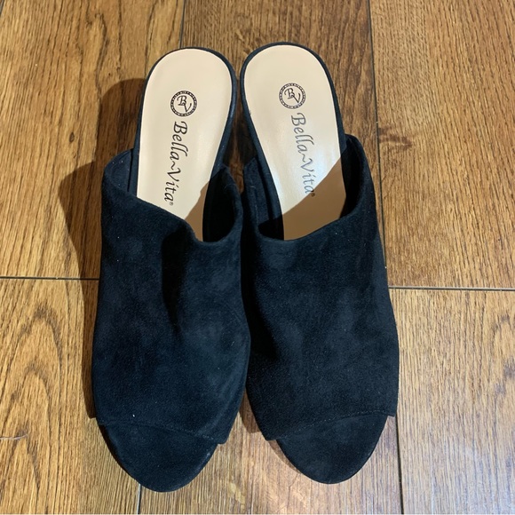 Bella Vita black suede leather mule size 8WW heel womens - Picture 6 of 7